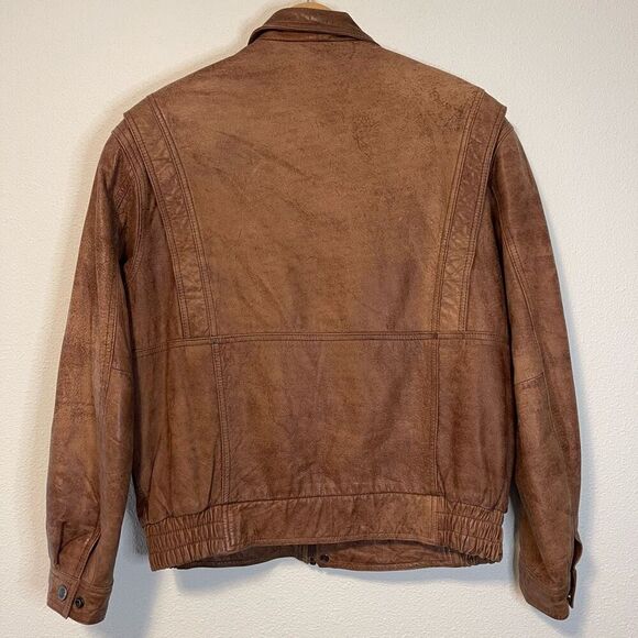Vintage Cougar International Faded/Distressed Tan Leather Jacket Size XL - Picture 2 of 10